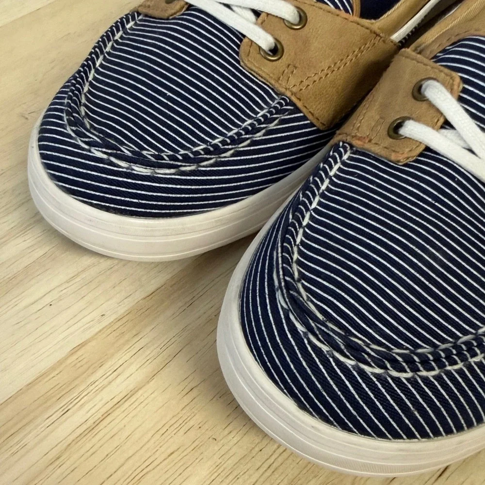 Keds Womens Ortholite Boat‎ Shoes Navy White Striped Loafers WF57107 Size 10